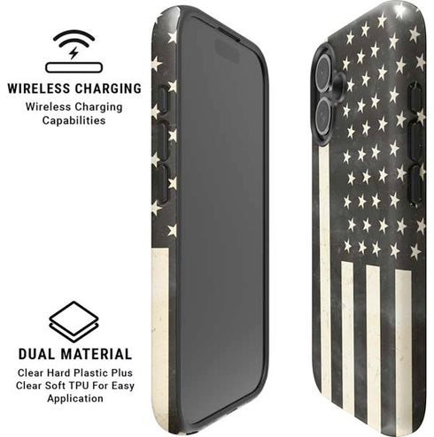 Black & White USA Flag iPhone 16 Magsafe Impact Case